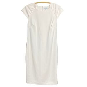 Women's Calvin Klein Light Pink Nude BodyCon Cap Sleeve Designer Dress -NWT-Sz 8